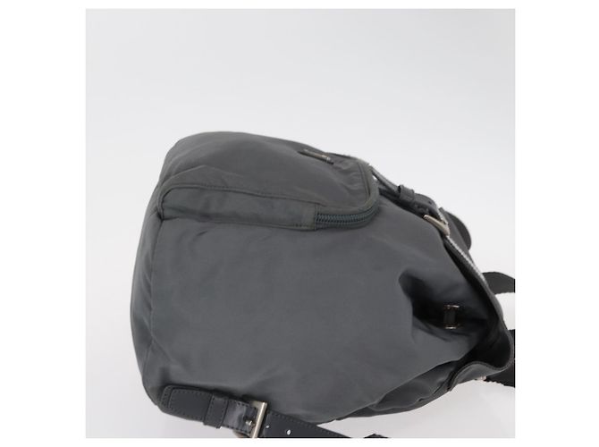 PRADA Rucksack aus grauem Nylon mit Silber authentisch 152731 Braun - Ansicht 3
