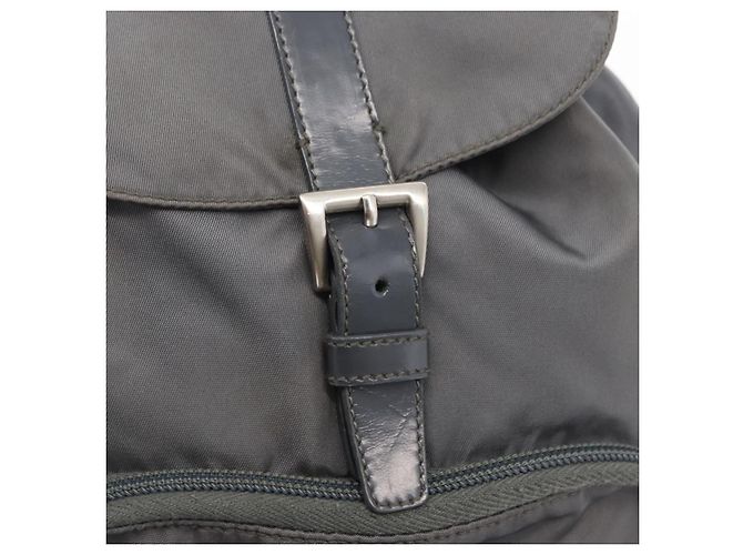 PRADA Rucksack aus grauem Nylon mit Silber authentisch 152731 Braun - Ansicht 9