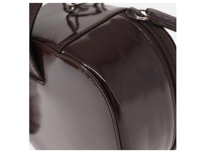 Pochette Vanity GUCCI Smalto Marrone Argento Auth am9751 - vista 11