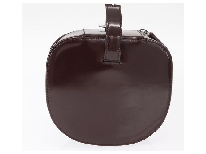 Pochette Vanity GUCCI Smalto Marrone Argento Auth am9751 - vista 9