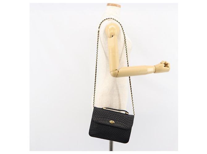 BALLY Borsa a Spalla a Catena Pelle 2in1 Nero Oro Auth 152729 D'oro - vista 24
