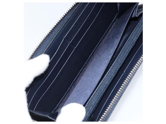 GUCCI Sherry Line Long Wallet Leather Navy Silver 344096 Auth am9608 Silvery Navy blue - view 15