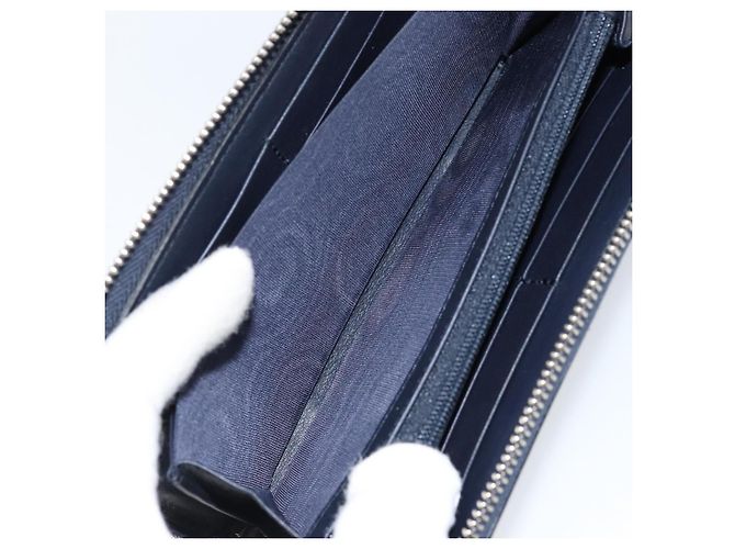 GUCCI Sherry Line Long Wallet Leather Navy Silver 344096 Auth am9608 Silvery Navy blue - view 16