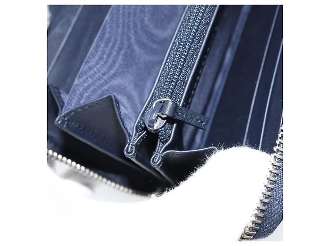 GUCCI Sherry Line Long Wallet Leather Navy Silver 344096 Auth am9608 Silvery Navy blue - view 17