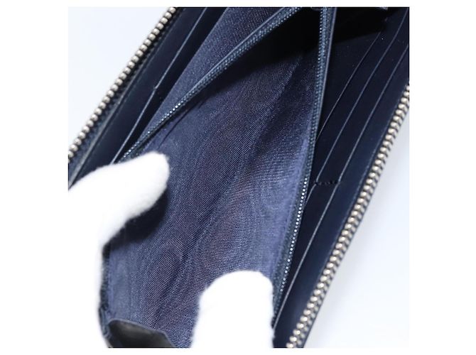 GUCCI Sherry Line Long Wallet Leather Navy Silver 344096 Auth am9608 Silvery Navy blue - view 18