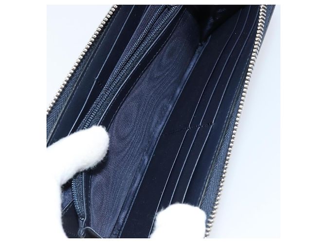 GUCCI Sherry Line Long Wallet Leather Navy Silver 344096 Auth am9608 Silvery Navy blue - view 19