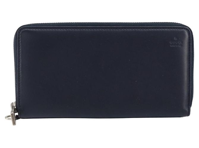 GUCCI Sherry Line Long Wallet Leather Navy Silver 344096 Auth am9608 Silvery Navy blue - view 2