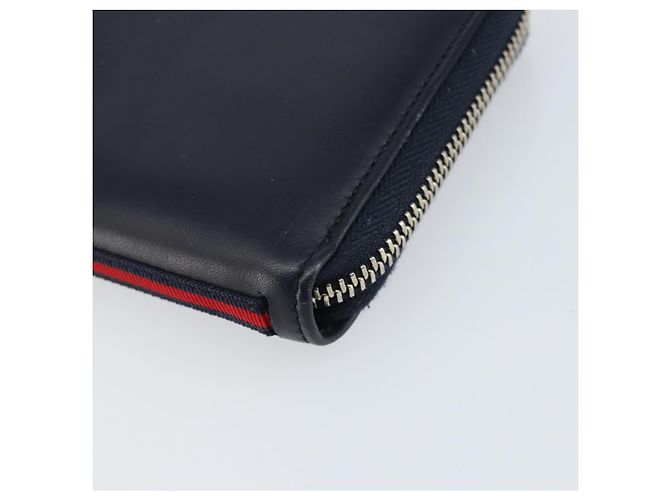 GUCCI Sherry Line Long Wallet Leather Navy Silver 344096 Auth am9608 Silvery Navy blue - view 8