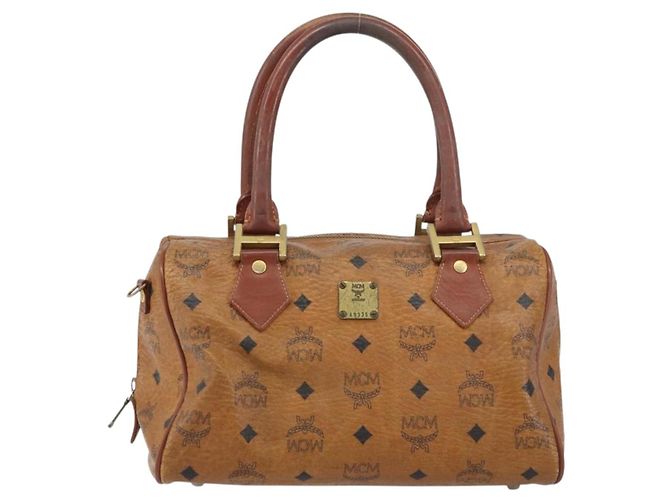 Borsa MCM Logogram Vicetos in pelle PVC marrone e oro Auth BA8640 D'oro - vista 13