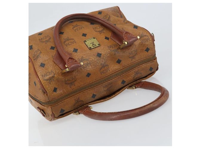 Borsa MCM Logogram Vicetos in pelle PVC marrone e oro Auth BA8640 D'oro - vista 6