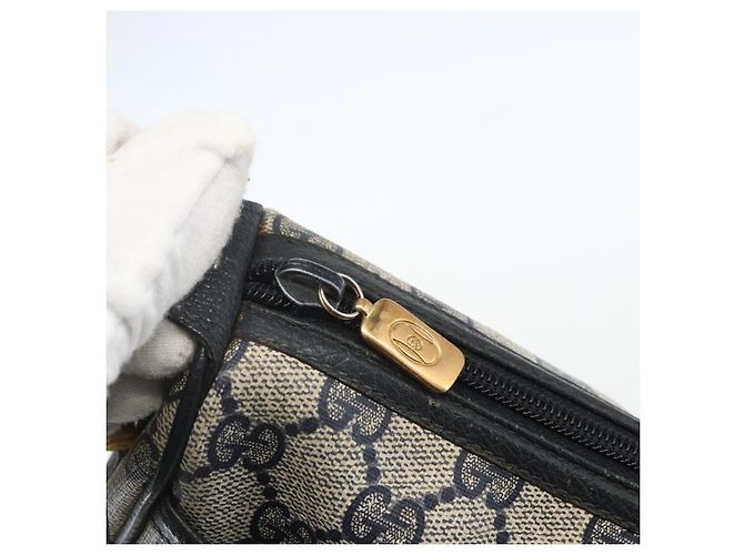 Borsa a Spalla Gucci GG Supreme Sherry Line PVC Blu Navy Oro 89 02 077 Auth 155728 - vista 10