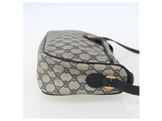 Borsa a Spalla Gucci GG Supreme Sherry Line PVC Blu Navy Oro 89 02 077 Auth 155728 - vista 4