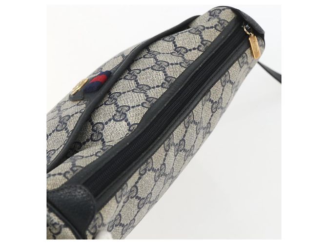 Borsa a Spalla Gucci GG Supreme Sherry Line PVC Blu Navy Oro 89 02 077 Auth 155728 - vista 6