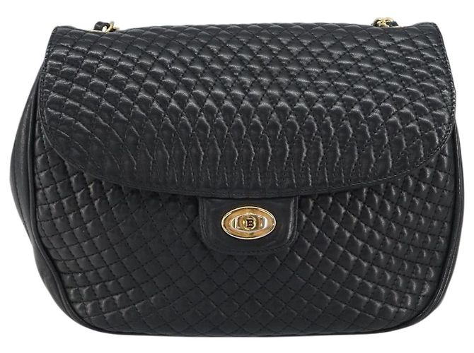 BALLY Borsa a Spalla a Catena Pelle Nera Oro Auth 157106 Nero D'oro - vista 13