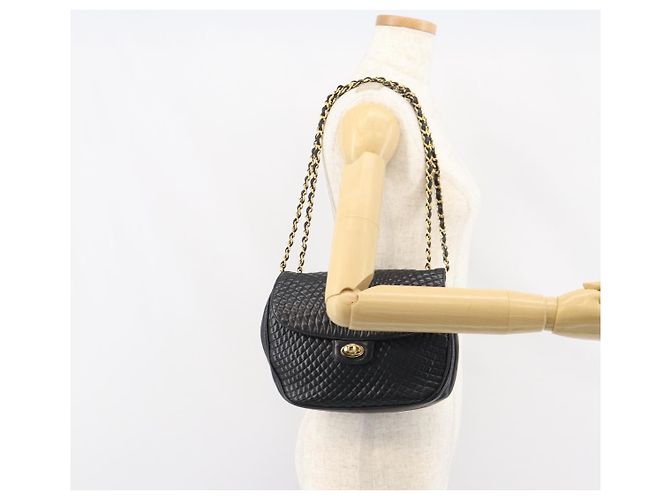 BALLY Borsa a Spalla a Catena Pelle Nera Oro Auth 157106 Nero D'oro - vista 23
