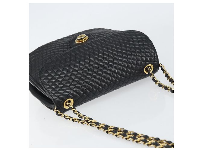 BALLY Borsa a Spalla a Catena Pelle Nera Oro Auth 157106 Nero D'oro - vista 6