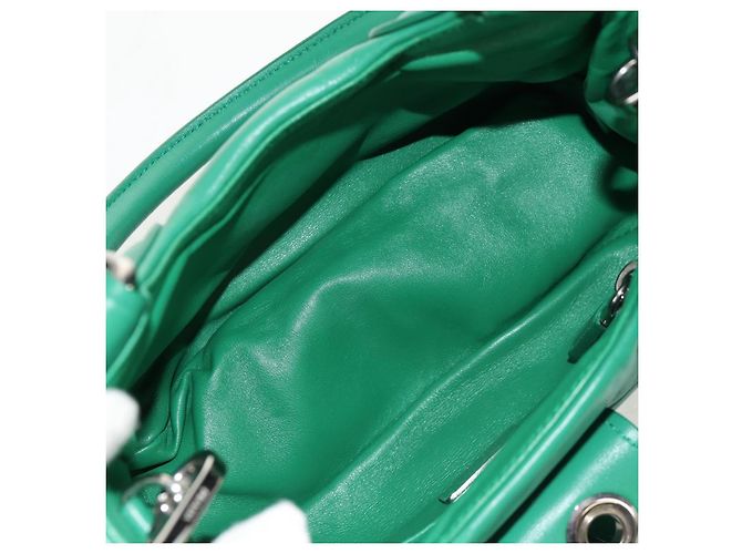 PRADA Bolsa Moon Bag de Cuero 2 en 1 Verde Plata Auth 152696SAM - vista 10