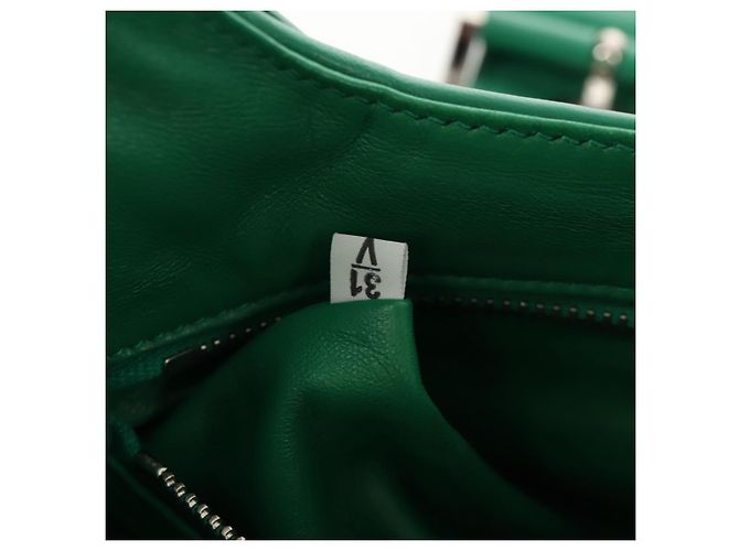 PRADA Bolsa Moon Bag de Cuero 2 en 1 Verde Plata Auth 152696SAM - vista 11