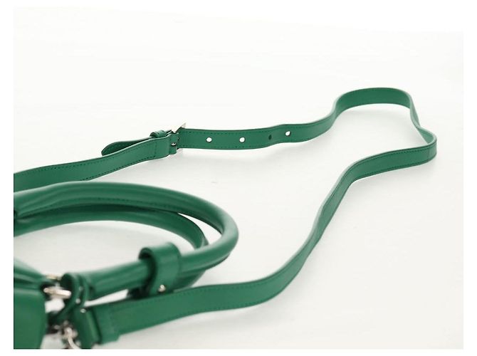 PRADA Bolsa Moon Bag de Cuero 2 en 1 Verde Plata Auth 152696SAM - vista 15