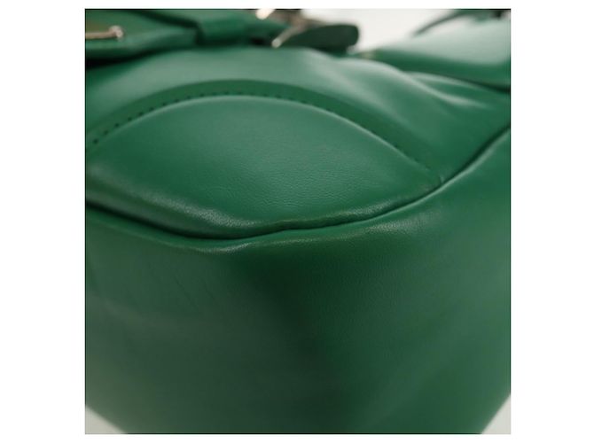 PRADA Bolsa Moon Bag de Cuero 2 en 1 Verde Plata Auth 152696SAM - vista 17