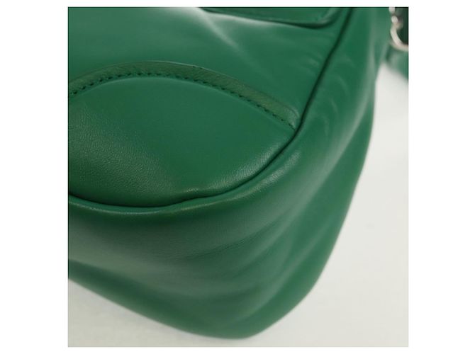 PRADA Bolsa Moon Bag de Cuero 2 en 1 Verde Plata Auth 152696SAM - vista 19