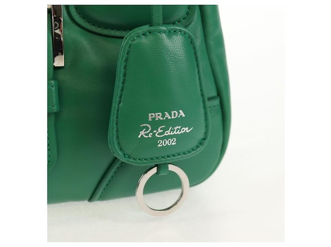 PRADA Bolsa Moon Bag de Cuero 2 en 1 Verde Plata Auth 152696SAM - vista 21