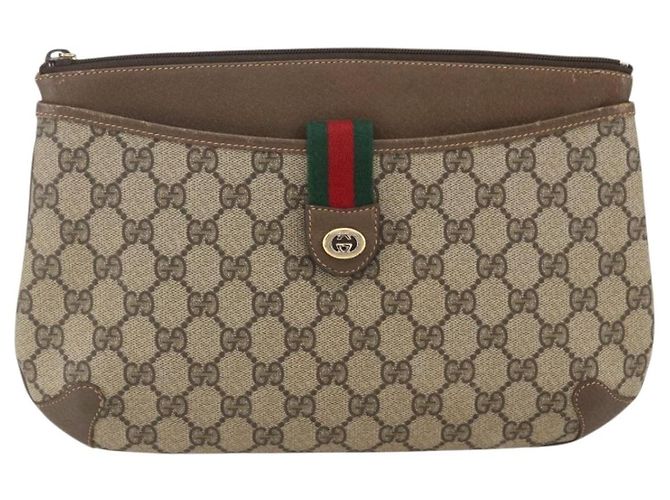 Borsa Sherry Line GG Supreme Web di GUCCI in PVC beige e oro 904 02 026 Auth 156988 D'oro - vista 13