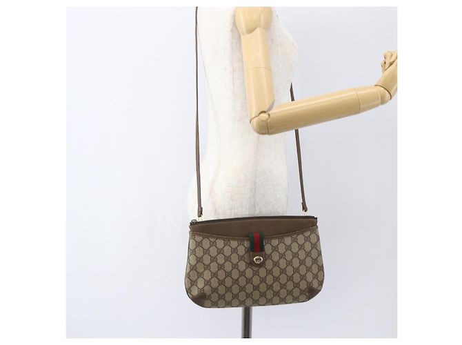Borsa Sherry Line GG Supreme Web di GUCCI in PVC beige e oro 904 02 026 Auth 156988 D'oro - vista 23