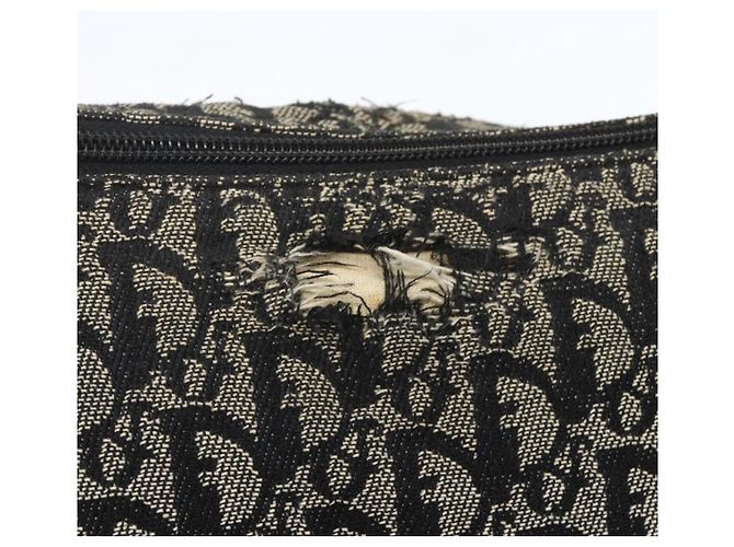 Bolso de Hombro de Lona Trotter Christian Dior Negro Plata Auth ti3506 - vista 10