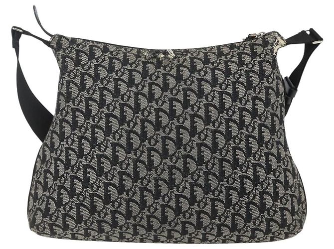 Bolso de Hombro de Lona Trotter Christian Dior Negro Plata Auth ti3506 - vista 13