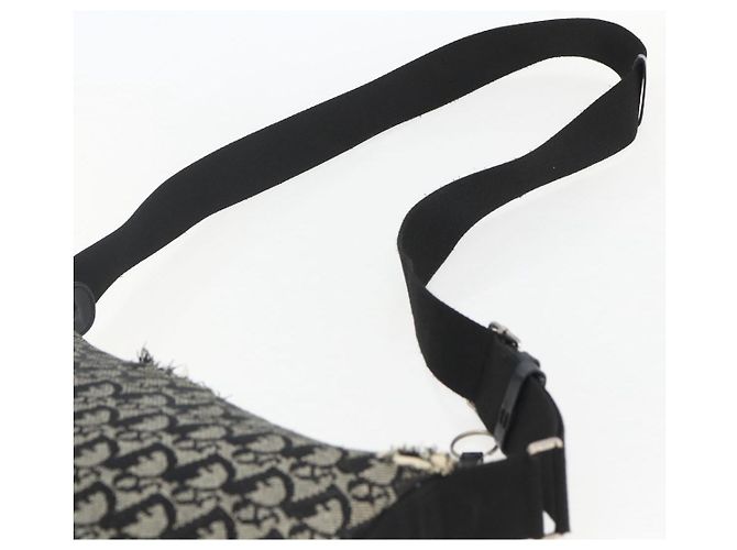Bolso de Hombro de Lona Trotter Christian Dior Negro Plata Auth ti3506 - vista 14