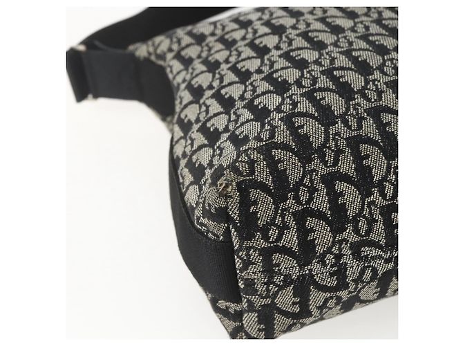 Bolso de Hombro de Lona Trotter Christian Dior Negro Plata Auth ti3506 - vista 15