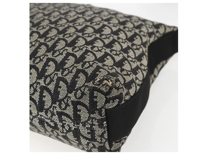 Bolso de Hombro de Lona Trotter Christian Dior Negro Plata Auth ti3506 - vista 16