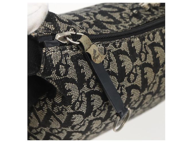 Bolso de Hombro de Lona Trotter Christian Dior Negro Plata Auth ti3506 - vista 18