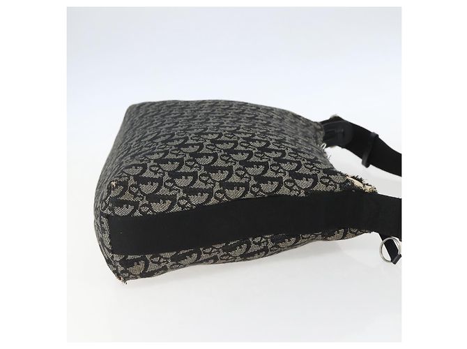 Bolso de Hombro de Lona Trotter Christian Dior Negro Plata Auth ti3506 - vista 4