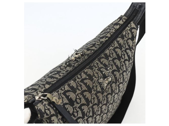 Bolso de Hombro de Lona Trotter Christian Dior Negro Plata Auth ti3506 - vista 6