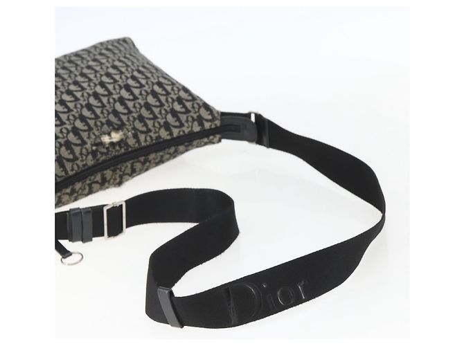 Bolso de Hombro de Lona Trotter Christian Dior Negro Plata Auth ti3506 - vista 7