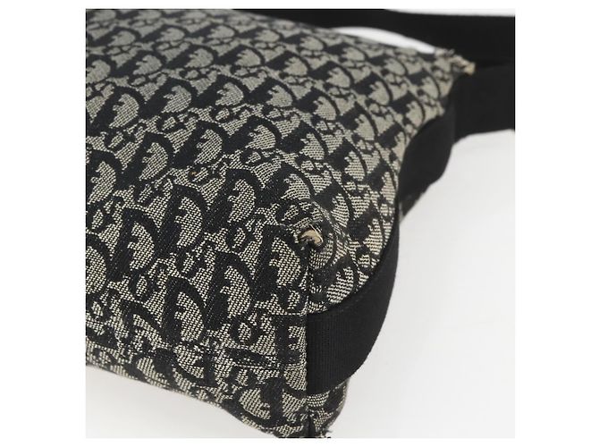 Bolso de Hombro de Lona Trotter Christian Dior Negro Plata Auth ti3506 - vista 8