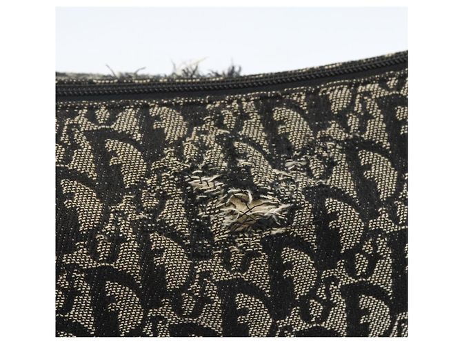 Bolso de Hombro de Lona Trotter Christian Dior Negro Plata Auth ti3506 - vista 9