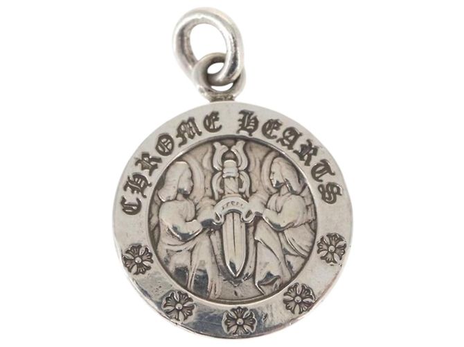 Pendente Chrome Hearts Angel Medal Charm V2 in Argento Ag925 Auth 156690M - vista 2