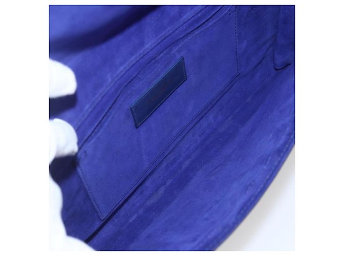 Saint Laurent Borsa Clutch Y line in pelle blu e oro Auth 157266V D'oro - vista 10
