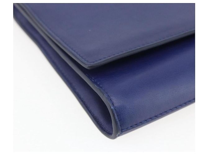 Saint Laurent Borsa Clutch Y line in pelle blu e oro Auth 157266V D'oro - vista 14