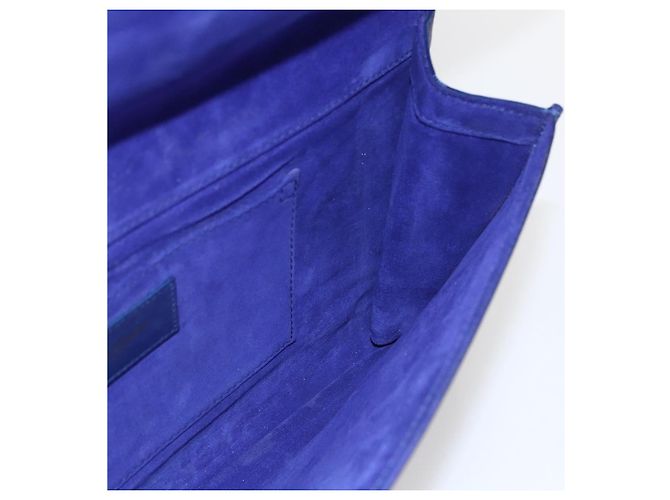 Saint Laurent Borsa Clutch Y line in pelle blu e oro Auth 157266V D'oro - vista 17