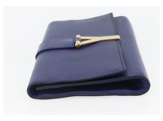 Saint Laurent Borsa Clutch Y line in pelle blu e oro Auth 157266V D'oro - vista 3