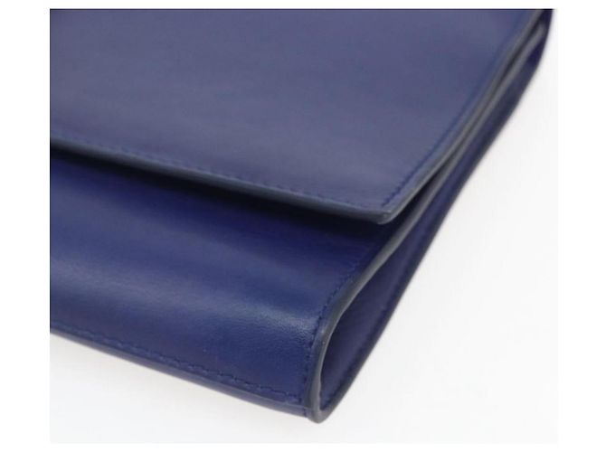 Saint Laurent Borsa Clutch Y line in pelle blu e oro Auth 157266V D'oro - vista 7