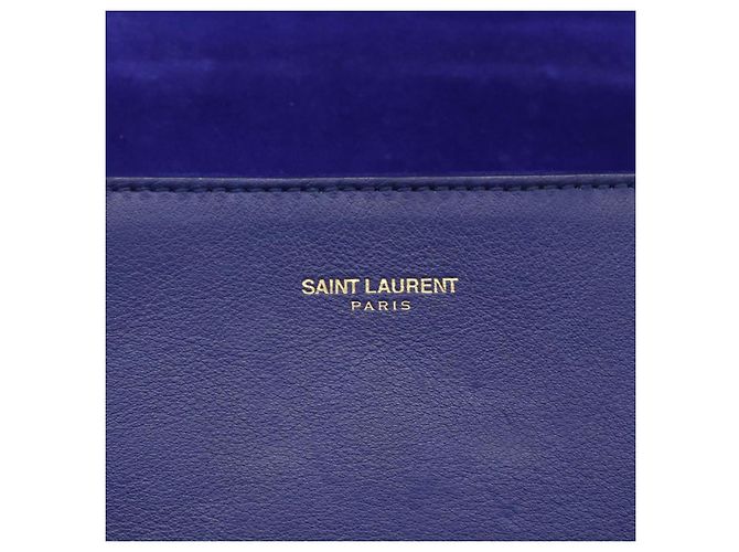Saint Laurent Borsa Clutch Y line in pelle blu e oro Auth 157266V D'oro - vista 8