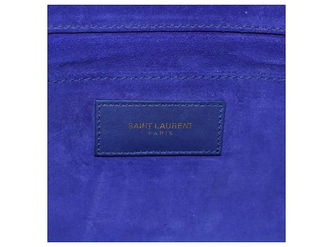 Saint Laurent Borsa Clutch Y line in pelle blu e oro Auth 157266V D'oro - vista 9