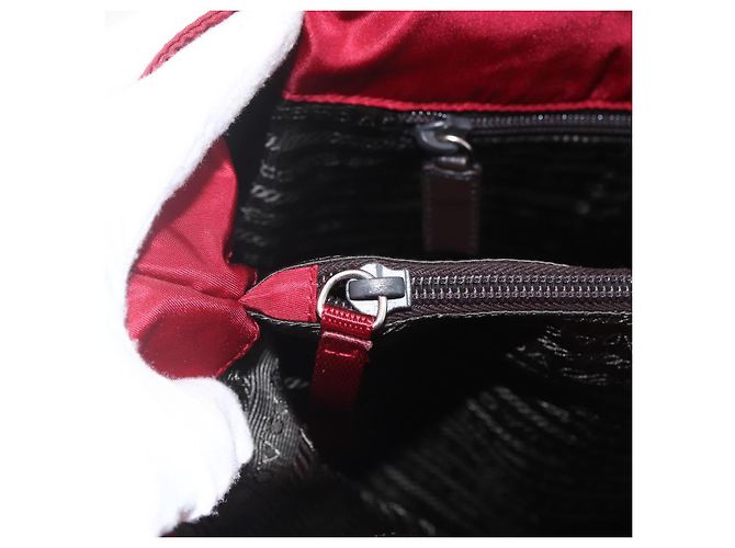 Bolsa Tote Prada em Nylon Vermelho Prata Auth bs31579 - vista 10
