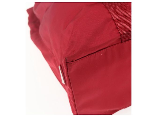 Bolsa Tote Prada em Nylon Vermelho Prata Auth bs31579 - vista 14