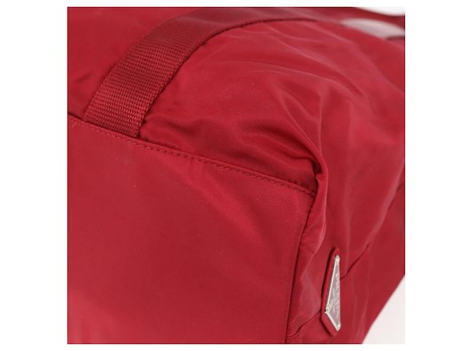 Bolsa Tote Prada em Nylon Vermelho Prata Auth bs31579 - vista 15